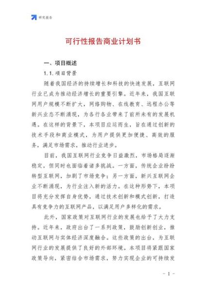 互联网创业项目可行性报告怎么写_互联网创业计划书模板