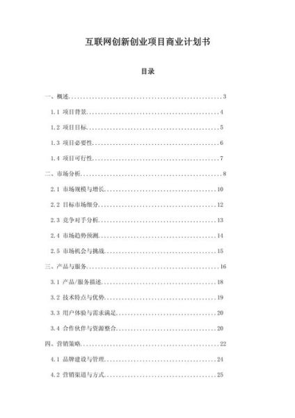 互联网计划书怎么写_互联网项目计划书模板