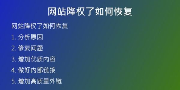 网站被降权了怎么办_如何快速恢复排名