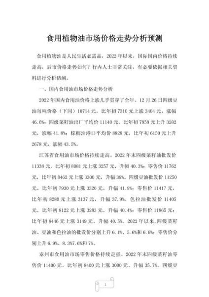 菜油价格走势分析_菜油未来行情预测